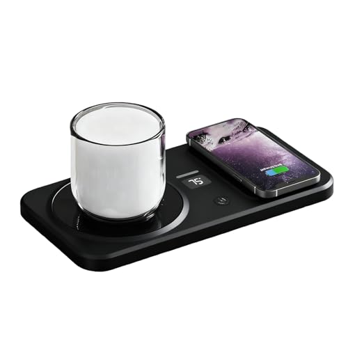 Ylnailky Kaffeewärmer,Kabelloser Teetassenwärmer Heizplatte für Tassen - Wiederaufladbarer Heizuntersetzer Tragbar Ladegerät für Uhr Telefon Schreibtisch Nachttisch Küche Büro Frauen Männer von Ylnailky