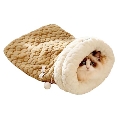 Ylnailky Katzenschlafnest - Kuschelig Warmes Bett Zum Schlafen - Weicher Geschlossener Schlafsack Für Kaninchen Kleine Tiere Wohnzimmer Hund Winter Balkon Schlafzimmer Bettseite | Indoor Schlafzimmer von Ylnailky