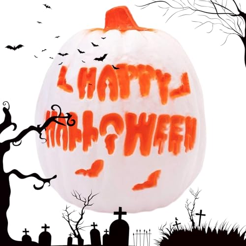 Ylnailky Kürbis Laterne - LED Halloween Kürbislaterne mit Sound | Deko Lampe für Zuhause Tisch Garten Party Wohnzimmer Außenbereich Innenbereich Terrasse Fest von Ylnailky