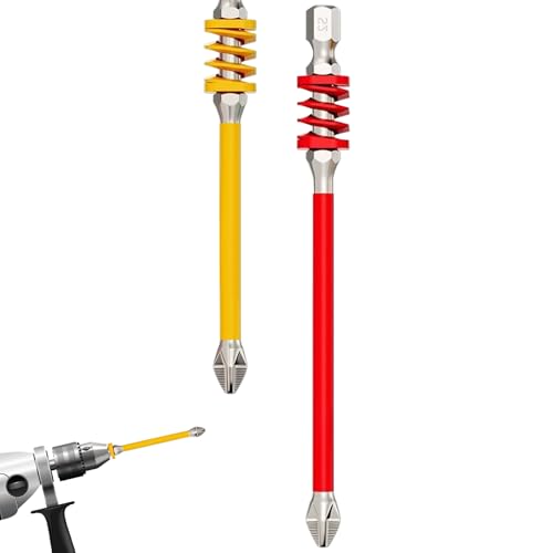 Ylnailky Magnetischer Bohrersatz - 2 Magnet-Bits Für Bohrmaschinen Mit Federbelasteten Spitzen | Rutschfeste Spitzen mit Federmechanismus für Haushalt Elektroarbeiten Metall Holz Möbel Handwerk von Ylnailky