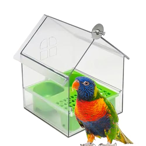 Ylnailky Vogelhaus-Futterstation – Sittich-Futterstation, transparente Badewanne, Wasserschale für Finken, Sittiche, Kolibri, , Balkon, Garten, Zaun, Haustierliebhaber von Ylnailky