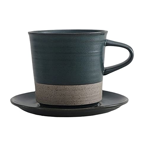 YlobdolY 200ml Keramik Cappuccino Tasse und Untertasse Set, Vintage Kaffeetassen mit Untertassen für Tee, Espresso, Latte - Mehrfarbige Steingut Teetassen für Küche oder Café,grün von YlobdolY
