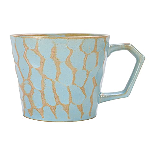YlobdolY 350ml großer Keramik-Kaffeebecher mit Henkel, Neuheit Steingut Vintage Tee Tasse Espresso Tassen Tassen für Büro und Haus, einzigartiges Geschenk für Männer Frauen,Blue von YlobdolY
