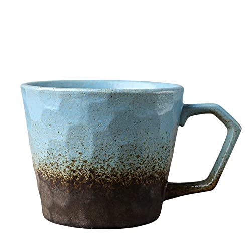 YlobdolY 350ml großer Keramik-Kaffeebecher mit Henkel, Neuheit Steingut Vintage Tee Tasse Espresso Tassen Tassen für Büro und Haus, einzigartiges Geschenk für Männer Frauen,Rustic Blue von YlobdolY