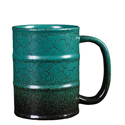 YlobdolY 600ml großer Keramik-Kaffeebecher mit Henkel,Neuheit fassförmige Vintage-Teebecher Bierbecher Wassertassen für Büro und Haus,einzigartiges Geschenk für Männer Frauen,blau von YlobdolY