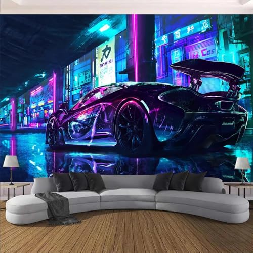 YlobdolY Extra großer Wandteppich, Motiv: Cyberpunk Future City, Fantasy-Nachtansicht, leichter Stoff, Kunstdekor für Schlafzimmer, Wohnzimmer, Studentenwohnheim, Outdoor, B 300 x 180 cm von YlobdolY