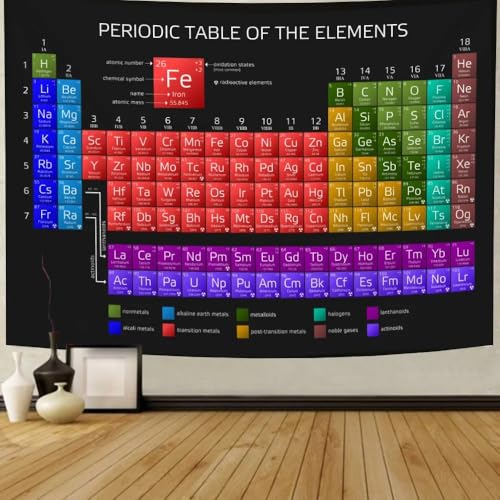 YlobdolY Extra großer Wandteppich, Periodensystem von Elementen, kreativ leichter Stoff Wandteppich für Schlafzimmer, Wohnzimmer, Uni, Schlafsaal, Outdoor F, 250 * 150 cm von YlobdolY