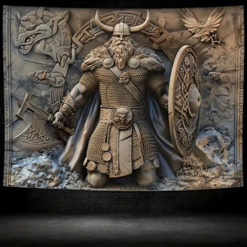 YlobdolY Extra großer Wandteppich, nordischer Wikinger-Hippie-Fantasie-Tapisserie, kreativ, leichter Stoff, Kunstdekor für Schlafzimmer, Wohnzimmer, Studentenwohnheim, Outdoor, 300 x 180 cm von YlobdolY