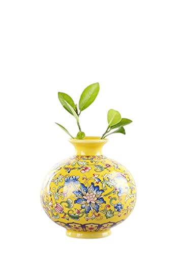 YlobdolY Kleine Keramische Vase Für Blume Handmade Elegant Vintage Chinese Hand-Painted Porcelain Dekorative Gelb Emaille Glasiert Vasen Für Büro Home Decor,A YlobdolY Kleine Keramische Vase Für Blume Handmade Elegant Vintage Chinese Hand-Painted Porcelain Dekorative Gelb Emaille Glasiert Vasen Für Büro Home Decor,A von YlobdolY