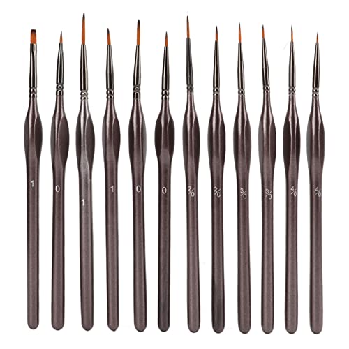 12pcs Detail Pinselset, Pinsel für Acrylmalereiölmalerei, ergonomischer dreieckiger Griff mit Nylonwollspitzen, ausgewogenes stabiles Zeichenwerkzeug für Miniature von Ylwxzenith