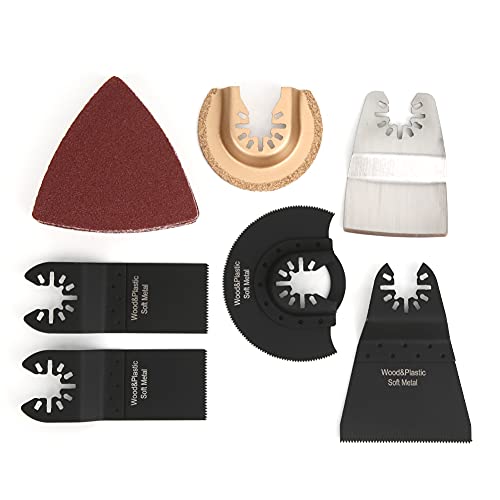 16 Stück oszillierende Säge Sandpapier Set, Holzbearbeitungs-Werkzeugs atz mit 65mm, 35mm, Edelstahl-Schaber, Kohlenstoffs tahl säge, Emery Semi Circular Saw von Ylwxzenith