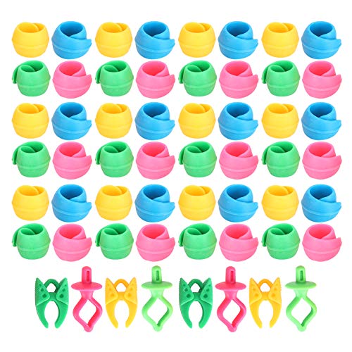 56Pcs Bobbin Thread Buddies Silicone Holder Clips, Bobbin Thread Clamps, Spool Huggers for Sewing Machine, Embroidery Accessories with 48Pcs Spool Huggers 4Pcs Clamps 4Pcs Pacifier von Ylwxzenith