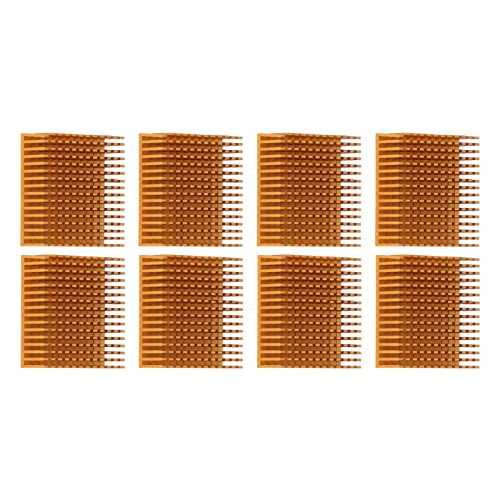 8pcs golden Aluminiumlegierung Kühlflossen geschlitzte Kühlkörper für Elektronik, 50 x 50 x 15 mm, Verschleiß und langlebig (No backing glue) von Ylwxzenith