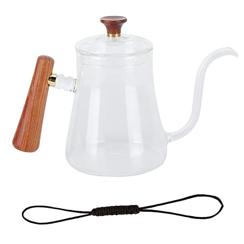 Borosilicate Glass Coffee Kettle with Gooseneck Spout, Heat, Round Wood Handle, Pour Over for Coffee Extraction (350ml) von Ylwxzenith