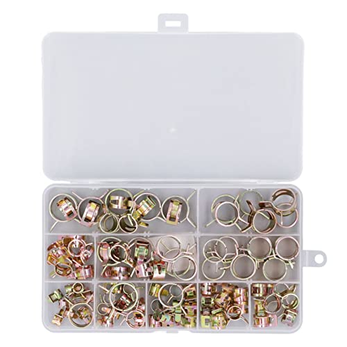 Federbänder -Schlauchklemm -Set, 100 -pcs -verzinkte Rohrklammern, 10 Größen von 6 mm bis 17 mm, für Kraftstoffleitungsrohrgasschlauch Silikonschlauch mit Lagerbox für von Ylwxzenith