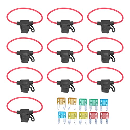 Inline Fuse Holder Set with 10pcs Fuse for Car ATVs UTVs SUVs Motorcycles, 14Awg Standard, Transparent Design for Easy Blown Fuse Detection, Terminals Inline Fuse Holder Set with 10pcs Fuse for Car ATVs UTVs SUVs Motorcycles, 14Awg Standard, Transparent Design for Easy Blown Fuse Detection, Terminals von Ylwxzenith