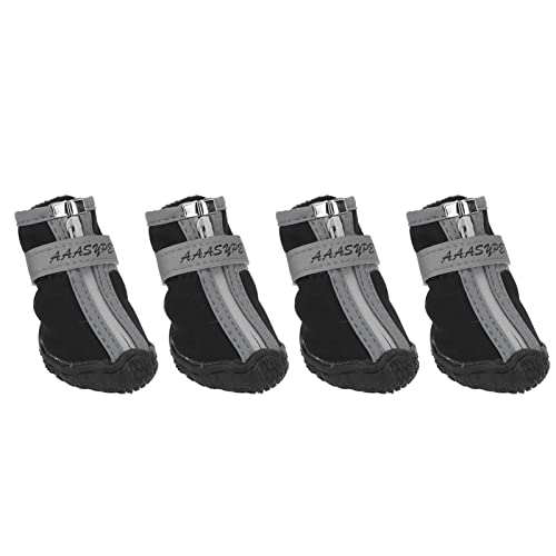 Reflektierende warme Hundestiefel, atmungsaktive Nicht schlupfe Softtierschuhe, einfaches EIN-/Aus -Design für Welpen im Freien Sport, Schwarz (2#) von Ylwxzenith