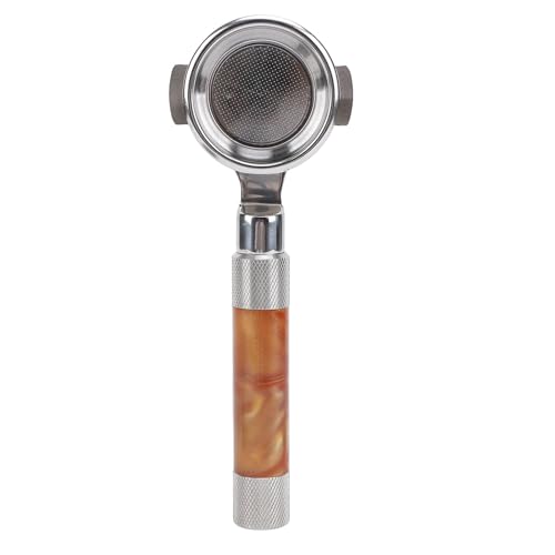 Stainless Steel Bottomless Coffee Portafilter E61 with Dual Ears, Precise Casting for Durability, Ergonomic Handle, Hollow Design for Coffee Observation (Amber Brown) von Ylwxzenith