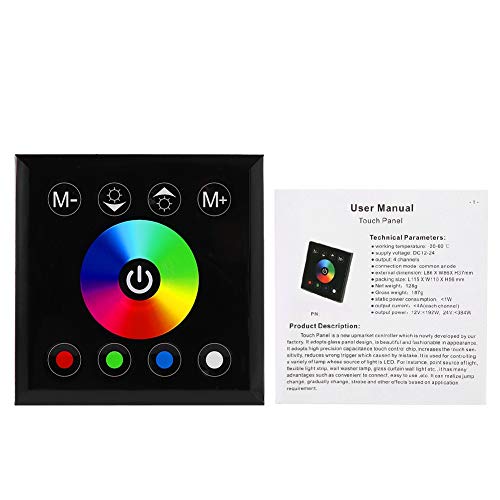 Wandmontierte RGBW LED Touch Panel Controller Dimmer -Schalter für Streifenlichter, kapazitives Touch -Design mit reichhaltiger Dimmfarbe, stabiles ABS -Material, einfach (Black) von Ylwxzenith