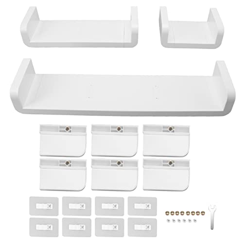 Ylwxzenith 3PCS White Plastic Wall Mounted Storage Racks for Bathroom, Television Cabinet and More, Durably and Self Adhesive Shelves with Multiple Length Options von Ylwxzenith
