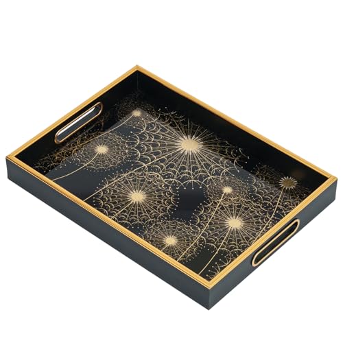 Serviertablett, Modern Rechteckig Kaffeetablett mit Griff,Groß Glas Küchentablett Deko Tablett für Küche, Wohnzimmer, Bar, Partei(37 x 27 x 4.5 cm) von Ymahizax