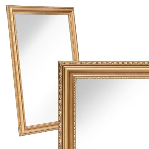 Ymahizax 70 x 50 cm Wandspiegel, Spiegel Mit Gold Rahmen, Bad Spiegel Flur Schminken Ankleiden hängende Wandspiegel mit Rahmen Wohn/Schlafzimmer Dekor von Ymahizax