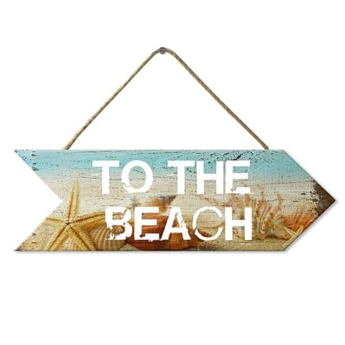 Horienteeon Ymaotrade Retro Rustikal To The Beach Pfeil Schilder Sommer Dekor nautisches Meer Marine Thema Hängeschild für Bar Cafe Home Shop Dekor Geschenk Schild 25,4 x 7,9 cm von Ymaotrade