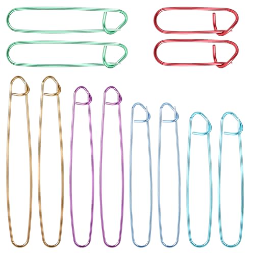 12 Stück Stricken Maschenhalter,Ymapinc Bunte Maschenmarkierer Stricken für Stricknadeln Stabile Scherheitsnadeln Groß Strickzubehör für Stricke Pullovern Schals DIY-Strickprojekten (6 Größen) von Ymapinc