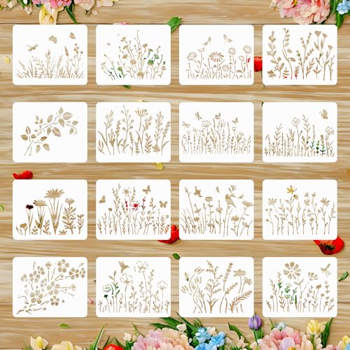 16 Stück Wiederverwendbare Blumen Schablonen,Ymapinc Wildblumen Schablone 16x13cm Schablonen Natur Blumen Vorlagen Plant Schablone für DIY Handwerk Heimdekoration Scrapbooking Malerei 16 Stück Wiederverwendbare Blumen Schablonen,Ymapinc Wildblumen Schablone 16x13cm Schablonen Natur Blumen Vorlagen Plant Schablone für DIY Handwerk Heimdekoration Scrapbooking Malerei von Ymapinc