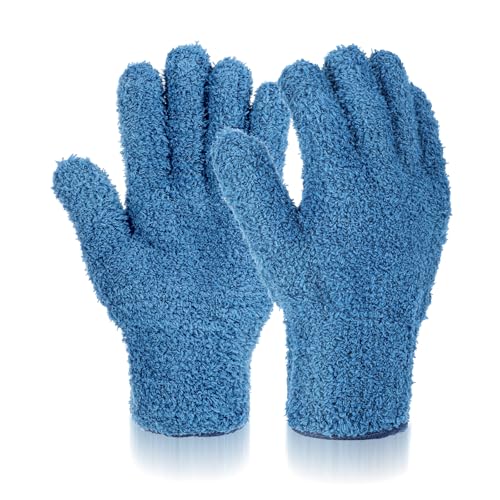 Ymapinc 2 Stück Mikrofaser Handschuh Pflanzen, Staubhandschuh Auto Putzhandschuhe Lücke Haushaltshandschuhe für Küche Jalousien Fensterspalt-Staubentfernung Autoreinigung(Marine) von Ymapinc