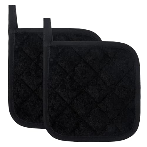 Ymapinc Topflappen Schwarz，2 Stück 43,2 * 43,2cm Hitzebeständige Matten für Küchenarbeitsplatte Langlebige Topflappen Set für Die Küche Schwarz Ofenhandschuhe Küchen Gadgets von Ymapinc