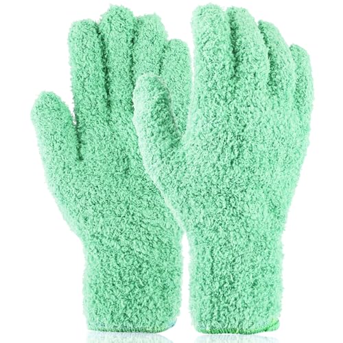 Ymapinc 1Paare Mikrofaser Staubhandschuhe Wiederverwendbar Putzhandschuhe Mikrofaser Handschuh Auto Abstauben Handschuh Waschbar Reinigungshandschuh für Auto Blinds Furniture Kitchen House(Grün) von Ymapinc