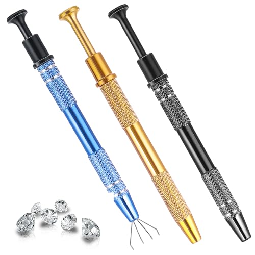 Ymapinc Piercing Kugel Aufdreher，3 Stück 4-Krallen-Picker zum Aufnehmen Kleinteilen Ausgewählte Schmuckhandwerkskunst Schmuckgreifwerkzeug Perforiertes Ballgreifwerkzeug Set Piercing Zange für Kugeln von Ymapinc