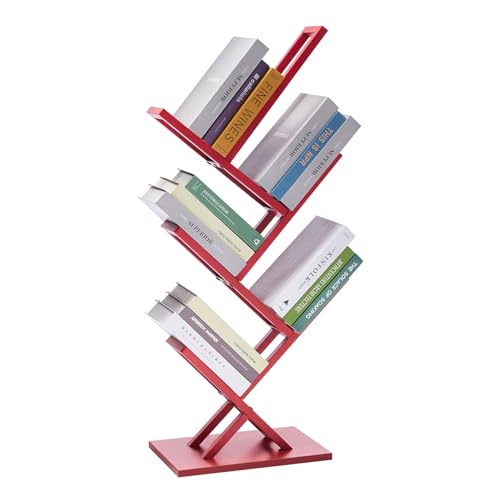 Ymesiyou Bücherregal mit 5 Etagen, bodenstehendes Bücherregal für enge Räume, Aufbewahrungs-Organizer, Bücherregale für Bücher/CDs/Zeitschriften, Bücherregal mit Regalen für Heimbüro, Wohnzimmer, Rot Ymesiyou Bücherregal mit 5 Etagen, bodenstehendes Bücherregal für enge Räume, Aufbewahrungs-Organizer, Bücherregale für Bücher/CDs/Zeitschriften, Bücherregal mit Regalen für Heimbüro, Wohnzimmer, Rot von Ymesiyou