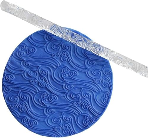 1 x klares Prägeholz aus Acryl, transparent, Meereswellen-Effekt, Textur, Kuchendekoration, Backwerkzeug, Zubehör von Ymhapp