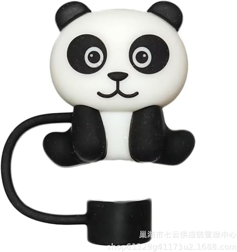 Panda Strohhhut für Stanley Becher mit einem Fassungsvermögen von 10 und 850 ml, 10 mm Silikon-Trinkhalm-Abdeckkappe für Stanley-Becher-Zubehör, niedlicher Strohhalm-Aufsatz für Trinkgläser, von Ymhapp
