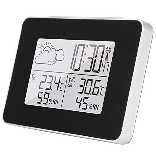 Digital Hygrometer Indoor Outdoor Thermometer Feuchtigkeitsmonitor mit Touchscreen LCD Hintergrundbeleuchtung, kabelloser digitaler Wecker, ideal für die Wettervorhersageüberwachung von Haofy
