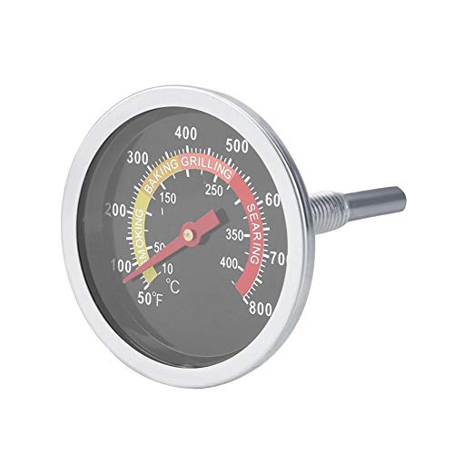 Edelstahl Grill Thermometer Analog, Thermometer Grill Deckel, Zifferblatt Raucher Temperaturanzeige Grill, Grill Deckelthermometer Gasgrill Wärmeanzeige für Grillkochen, Celsius & Fahrenheit Display von Ymiko