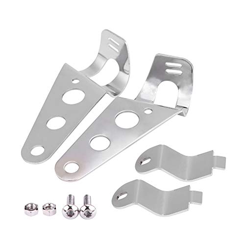 Gabelhalterung, Scheinwerferhalterung 2pcs 28mm-34mm Motorrad Scheinwerferhalterung,Aluminiumlegierung Scheinwerferklemmen Halter Gabel für Universal Motorrad(Silber) von Ymiko