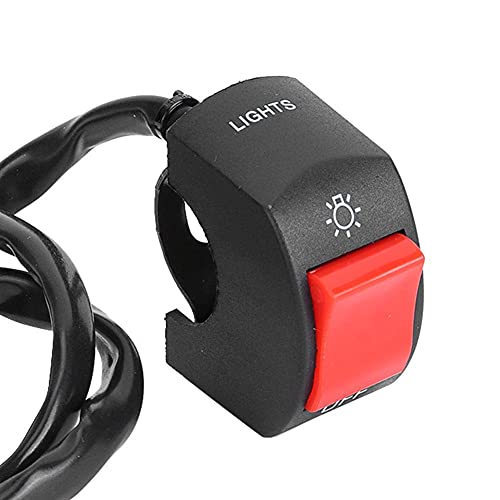 Lenkersteuerungsschalter, Motorrad 7/8 Zoll Lenkerhalterung LED-Scheinwerfer Ein/Aus-Schalter mit Taste(rot) von Ymiko