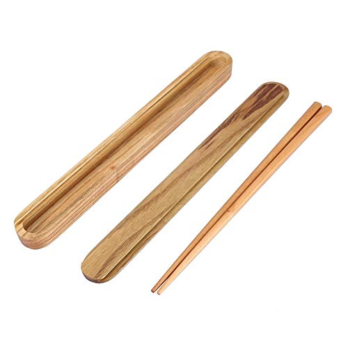 Essstäbchen Holz, Tragbare Essstäbchen Set Japanisch, Wiederverwendbare Essstäbchen-Aufbewahrungsbox(Helle Farbe) von Ymiko