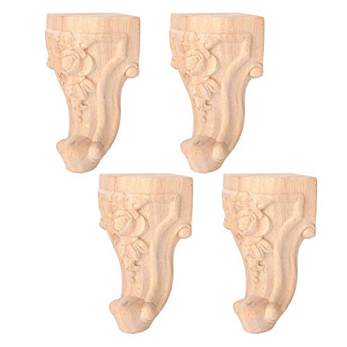 Ymiko 4 Stück Massive, unvollendete, Geschnitzte Holzmöbelbeine, weitgehend kompatible, gedrehte Beine, Ersatzsofa im europäischen Stil, Couchtisch, Möbel, Holzbeine, Holzfüße, Holzfüße(10 * 5cm) von Ymiko