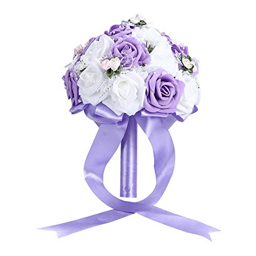 Brautsträuße für Hochzeit, künstliche Pfingstrose Rose künstliche Blume, Braut Brautjungfer halten Blumendekoration Hochzeitszubehör Hochzeitssträuße(lila) von Ymiko