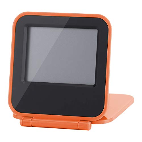 Ymiko Digitaler Reisewecker, Faltbarer tragbarer Mini-Weckkalender Temperatur- und Timer-LCD-Uhr mit Schlummermodus mit weicher Blauer Hintergrundbeleuchtung, kompakte Schreibtischuhr für (Orange) von Haofy