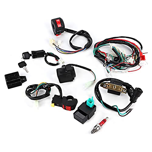 Ymiko Komplettes Kabelbaum-Kit Passend für 50ccm 70ccm 110ccm 125ccm ATV Quad Bike für Dirt Pit Bikes Kabelbaum-Kit Magnetrelais Zündspulenstecker Gleichrichter CDI-Beschleuniger-Kabelbaumschalter Ymiko Komplettes Kabelbaum-Kit Passend für 50ccm 70ccm 110ccm 125ccm ATV Quad Bike für Dirt Pit Bikes Kabelbaum-Kit Magnetrelais Zündspulenstecker Gleichrichter CDI-Beschleuniger-Kabelbaumschalter von Ymiko