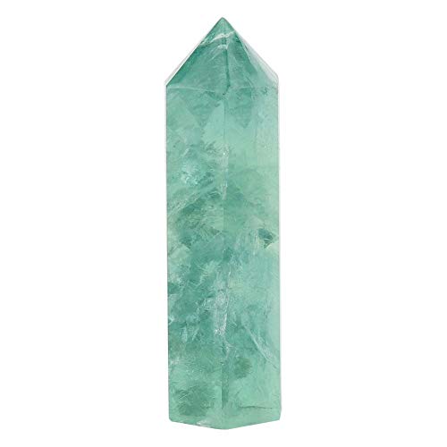 Ymiko Kristallquarz Natürlicher grüner Fluorit Sechseckige Kristallsäule Fluorit-Energiestein, 6 facettierte Reiki-Chakra-Steine ​​Meditationstherapie-Zubehör von Ymiko