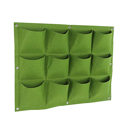 Ymiko Wandbehang Pflanzer Beutel Vertikal hängen Garten Pflanzer für Indoor Outdoor Dekoration, 12 Taschen(Grün) von Haofy