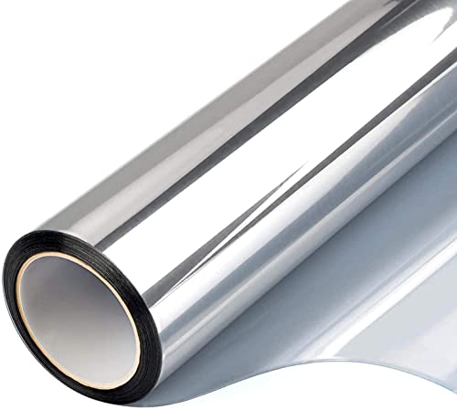 Fensterfolie Sonnenschutz,Wärmeschutzfolie Fenster Schwarz-Silber-selbstklebender Glas-Aufkleber Vinyl One-Way Vision Mirror Effect Window Tint Film Uv. Ablehnungswärmekontrolle for Zuhause(Silver,50x Fensterfolie Sonnenschutz,Wärmeschutzfolie Fenster Schwarz-Silber-selbstklebender Glas-Aufkleber Vinyl One-Way Vision Mirror Effect Window Tint Film Uv. Ablehnungswärmekontrolle for Zuhause(Silver,50x von Ymnilian