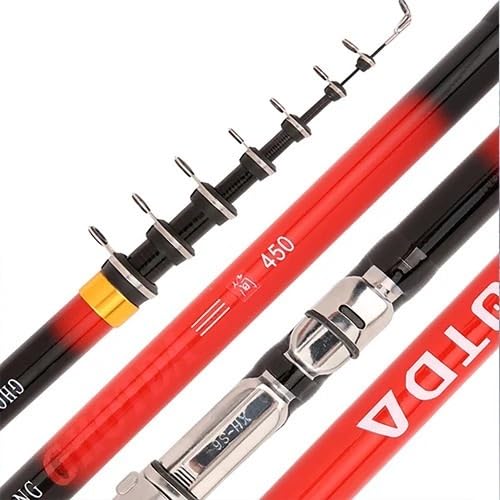 Ymnilian Angelrute,Stipprute 2,7/3,6/4,5/5,4/6,3 Meter Teleskop-Angelrute High Carbon Travel Sea Rod Power 10-50g Distanzwurf-Baitcastingrute(5.4 m) von Ymnilian