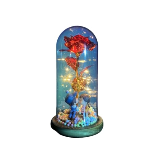 Ymnilian Ewige Rose Im Glas, Ewige Rose Im Glas Mit Gravur Blume Ewige Rose Im Glas Weihnachten Künstliche Blumen for Dekor Hochzeitsgeschenke for Zuhause(053) von Ymnilian